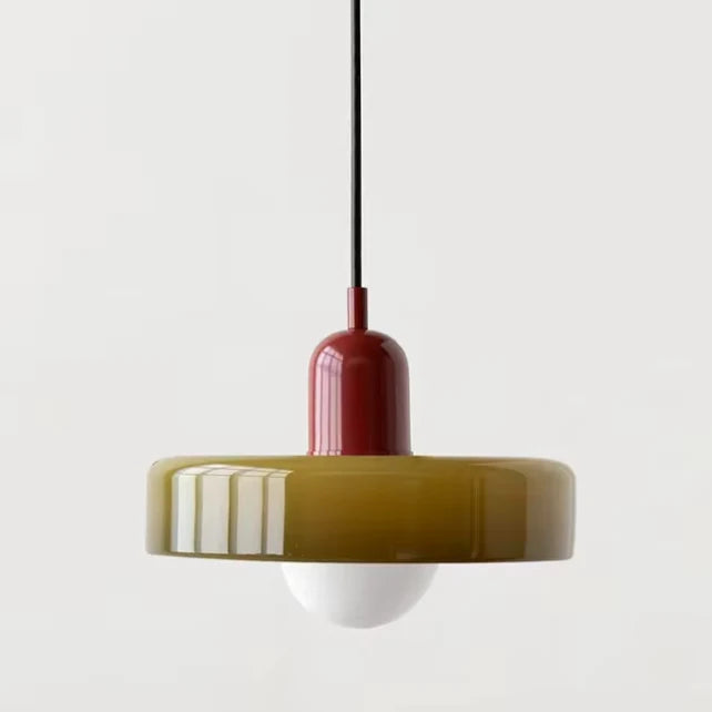 Pendant Lamp Glass Bauhaus-Inspired Double Color Shade