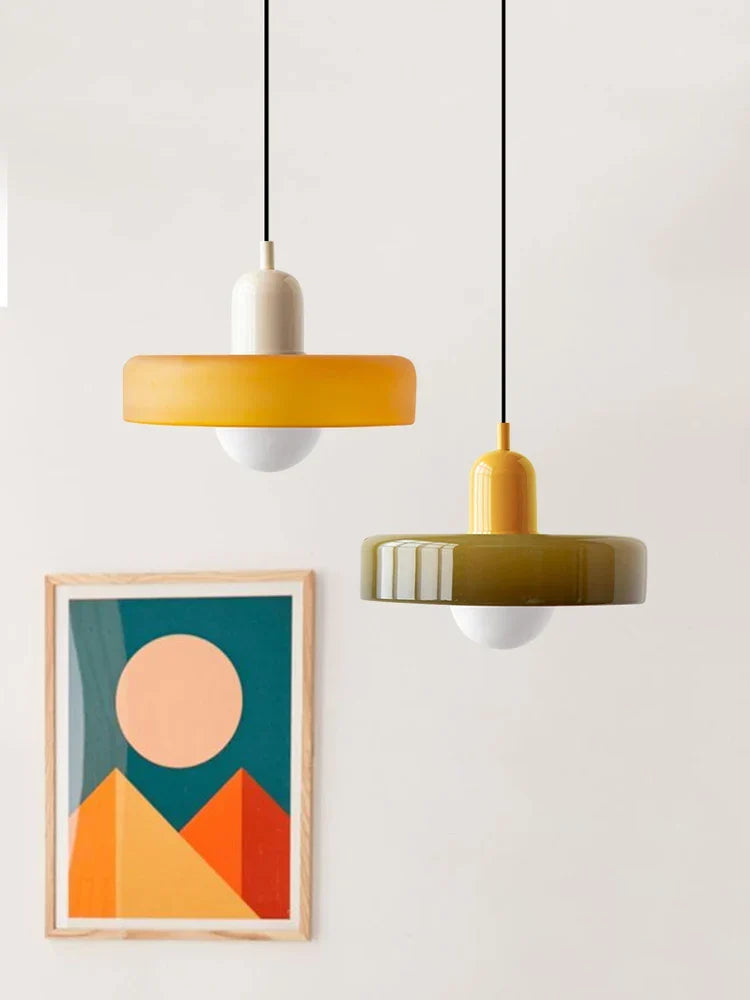 Pendant Lamp Glass Bauhaus-Inspired Double Color Shade