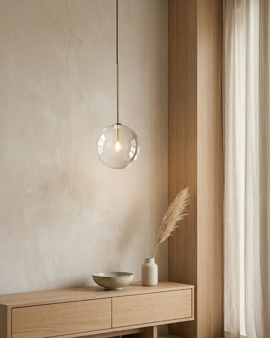 Pendant Lamp Glass Globe Bulb Included Adjustable Cable