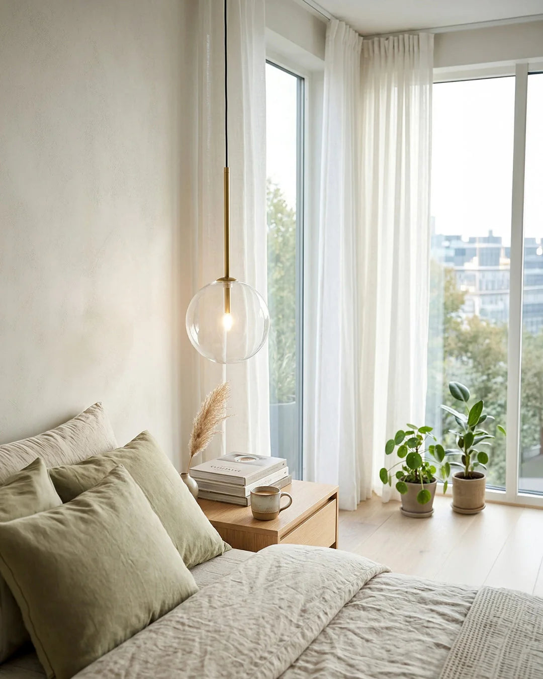 Pendant Lamp Glass Globe Bulb Included Adjustable Cable