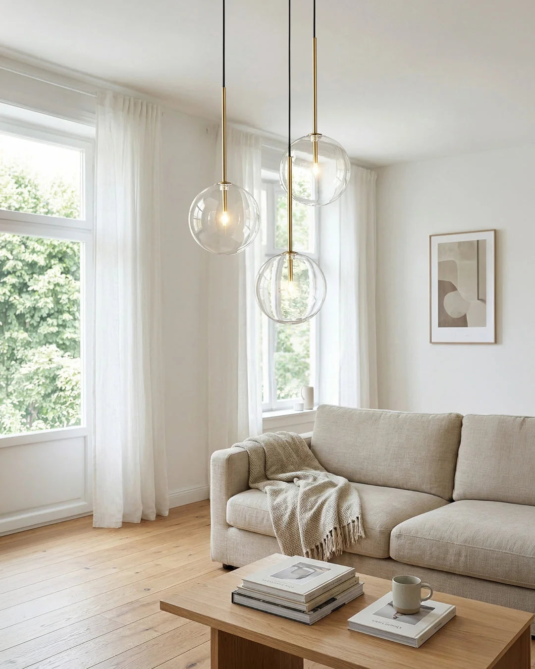 Pendant Lamp Glass Globe Bulb Included Adjustable Cable