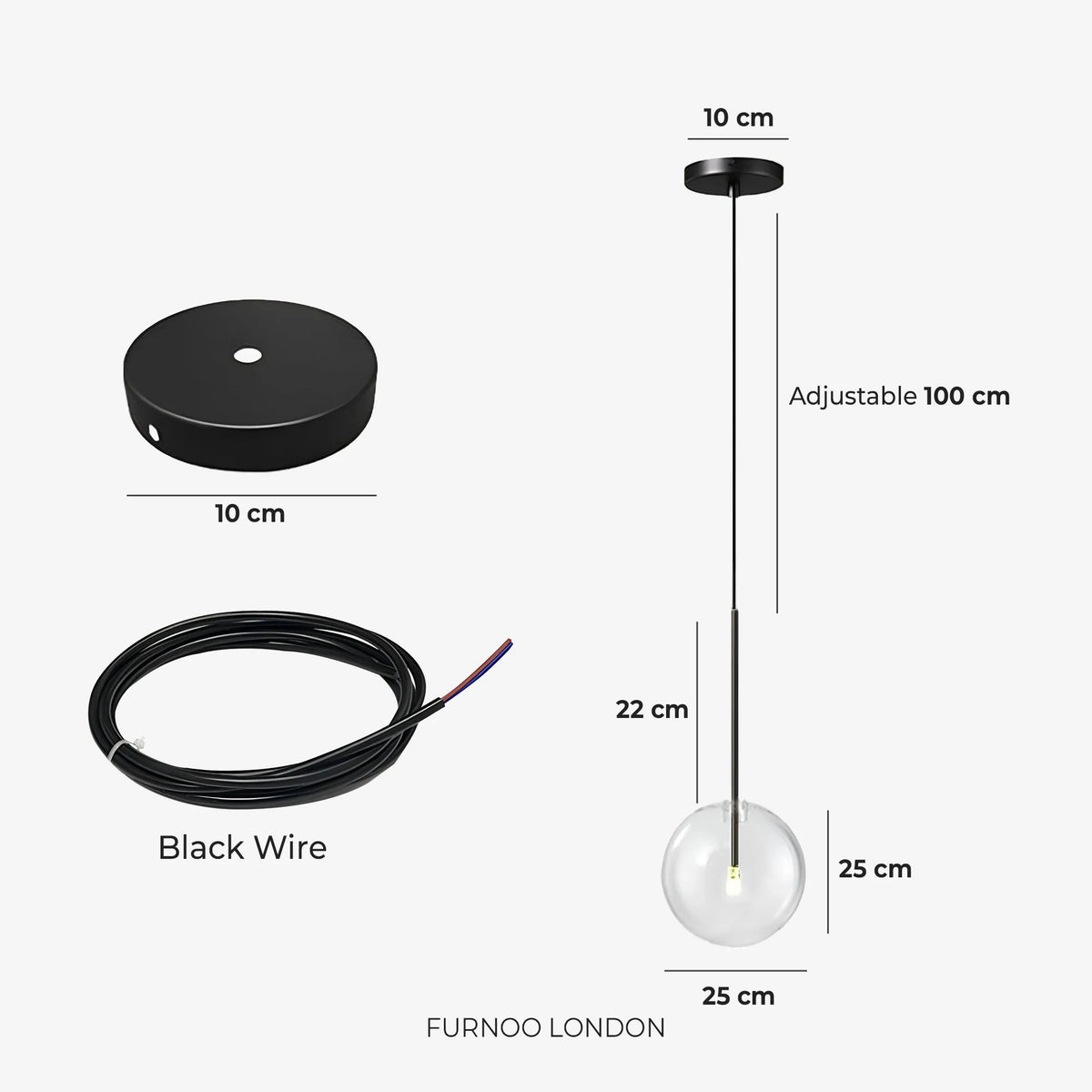 Pendant Lamp Glass Globe Bulb Included Adjustable Cable