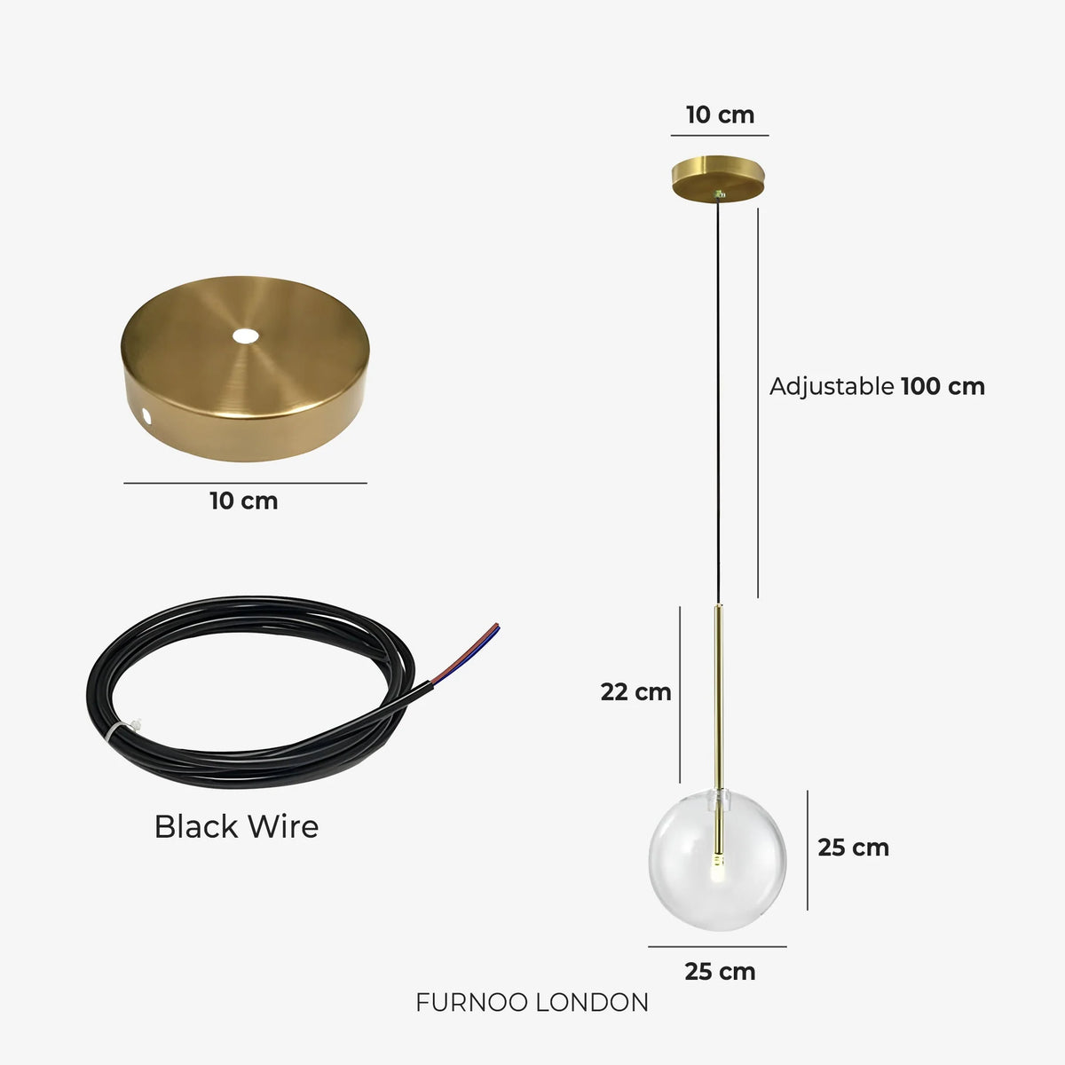 Pendant Lamp Glass Globe Bulb Included Adjustable Cable