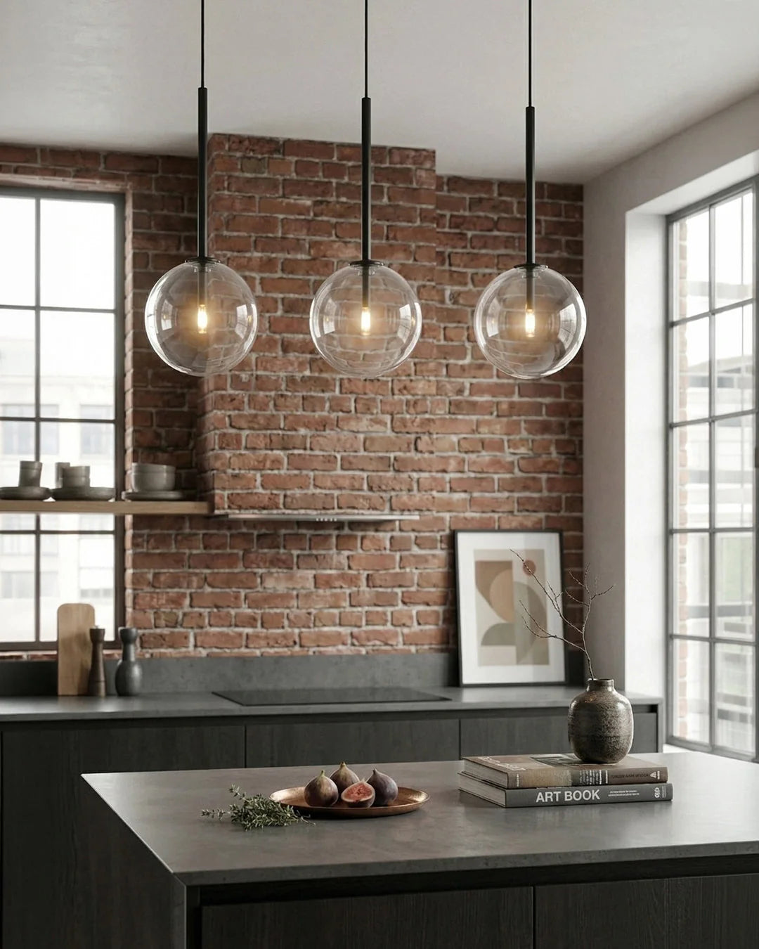 Pendant Lamp Glass Globe Bulb Included Adjustable Cable