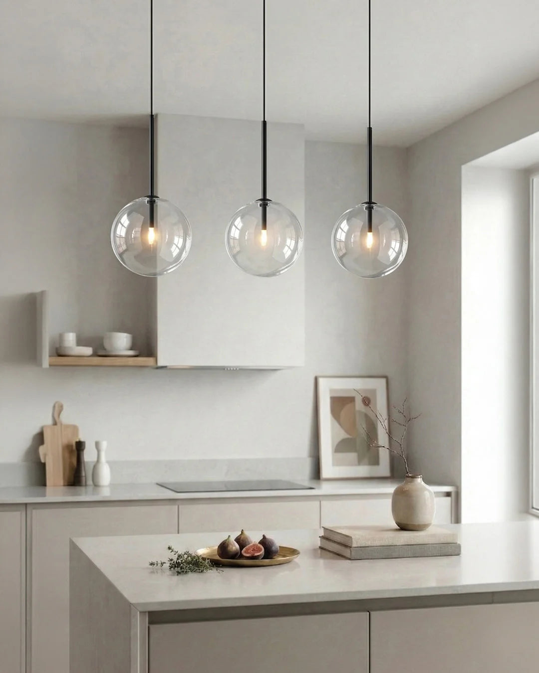 Pendant Lamp Glass Globe Bulb Included Adjustable Cable