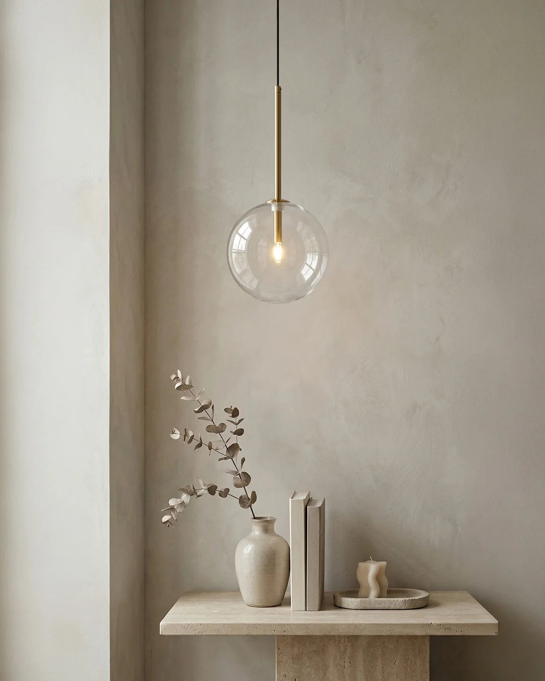 Pendant Lamp Glass Globe Bulb Included Adjustable Cable