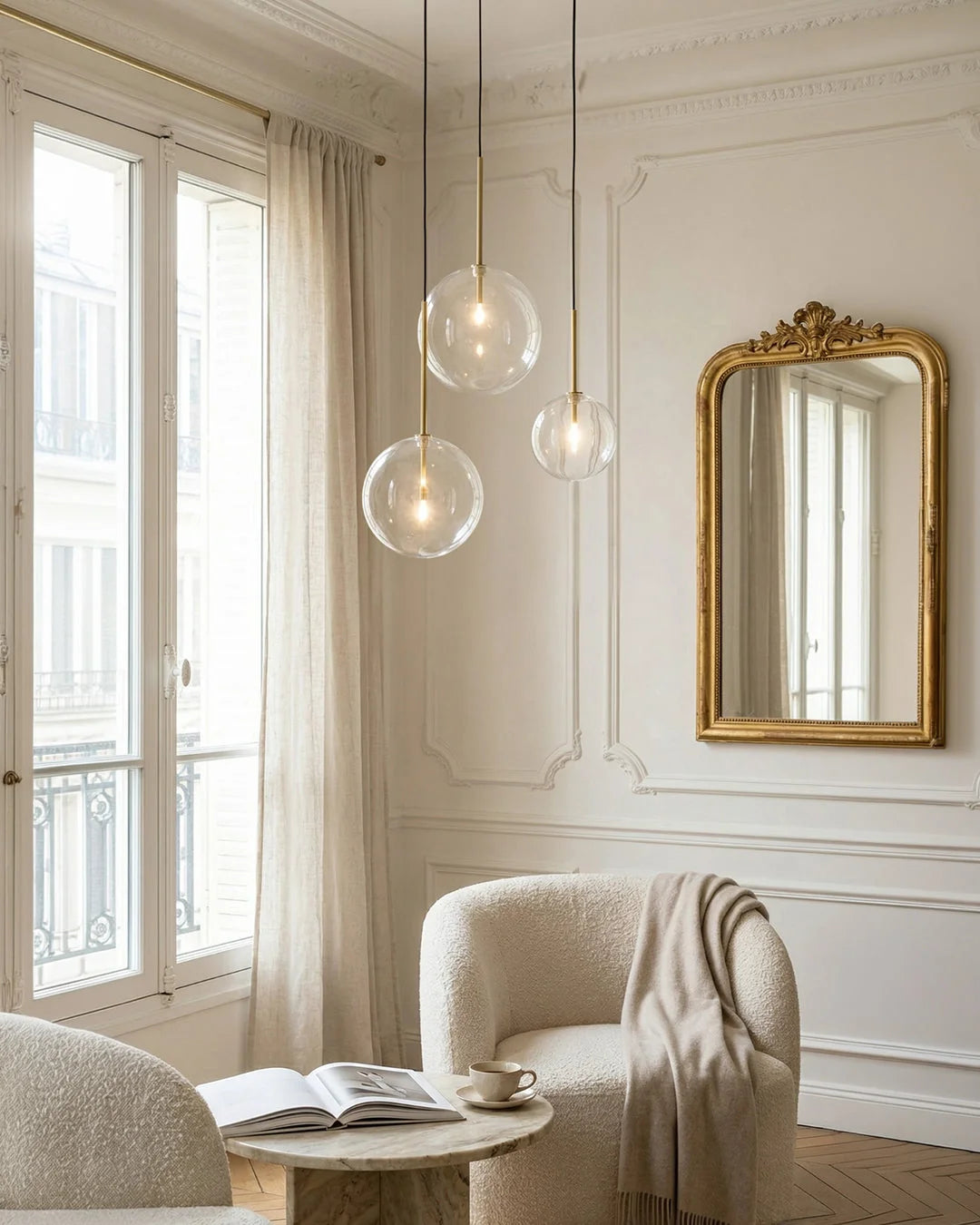 Pendant Lamp Glass Globe Bulb Included Adjustable Cable