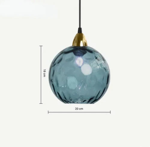 Pendant Lamp Glass Globe Metal Frame E27 Socket