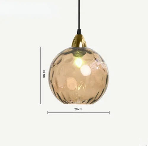 Pendant Lamp Glass Globe Metal Frame E27 Socket