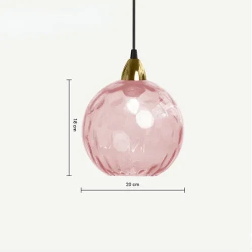 Pendant Lamp Glass Globe Metal Frame E27 Socket