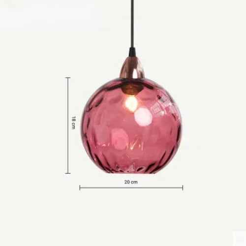 Pendant Lamp Glass Globe Metal Frame E27 Socket