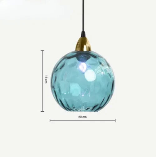 Pendant Lamp Glass Globe Metal Frame E27 Socket