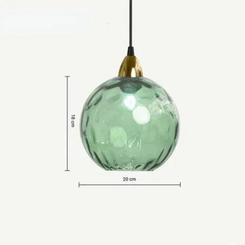 Pendant Lamp Glass Globe Metal Frame E27 Socket