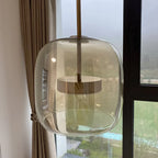 Pendant Lamp Glass Shade & Metal Frame Integrated LED