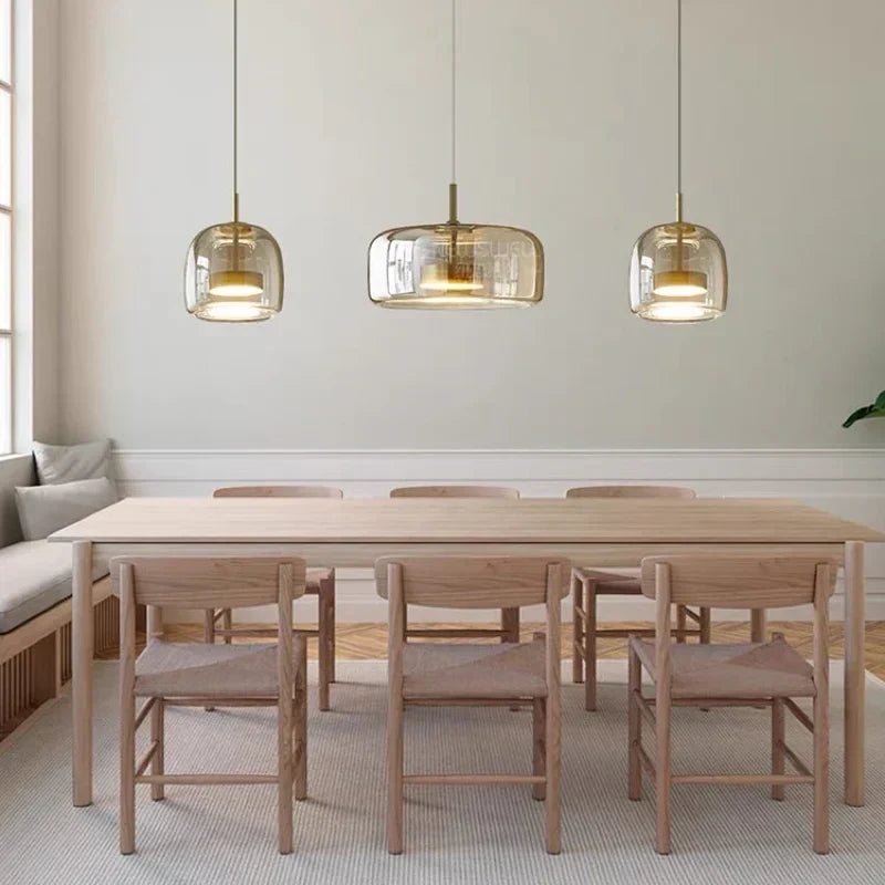 Pendant Lamp Glass Shade & Metal Frame Integrated LED