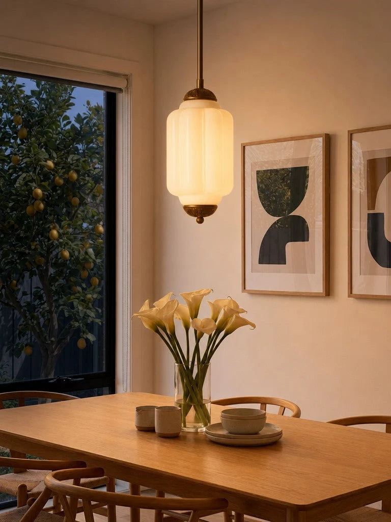 Pendant Lamp Glass Shade & Metal Trim
