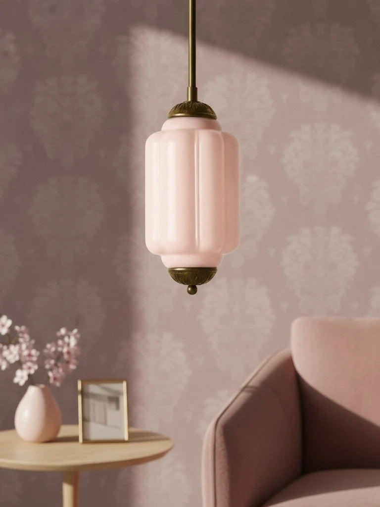 Pendant Lamp Glass Shade & Metal Trim