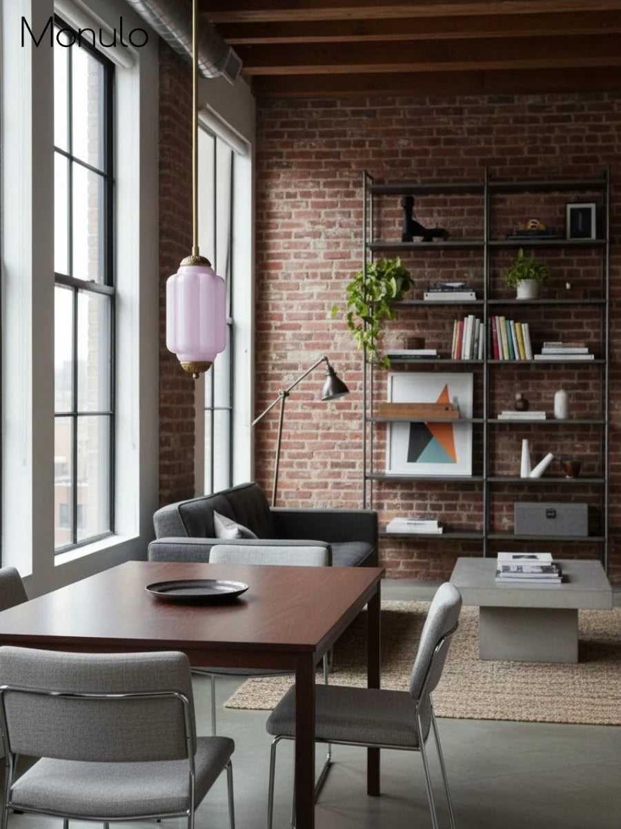Pendant Lamp Glass Shade & Metal Trim