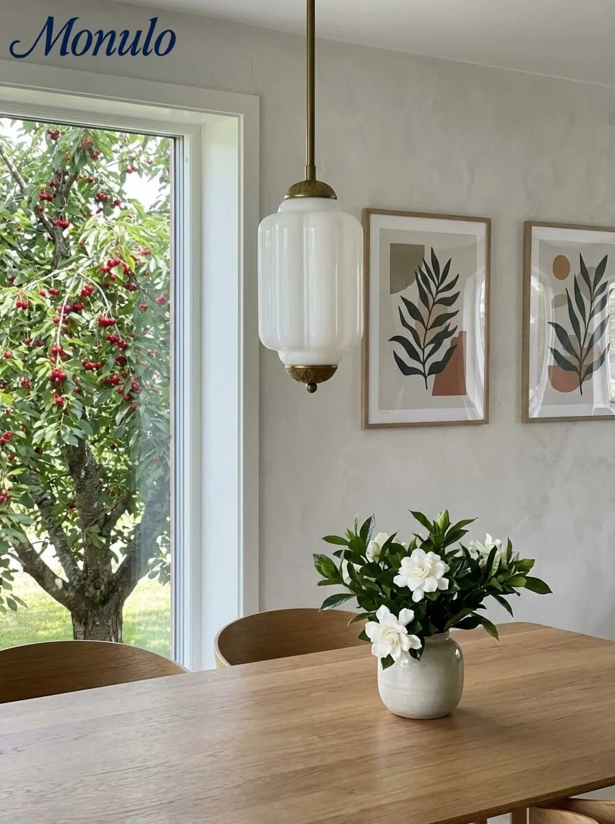 Pendant Lamp Glass Shade & Metal Trim