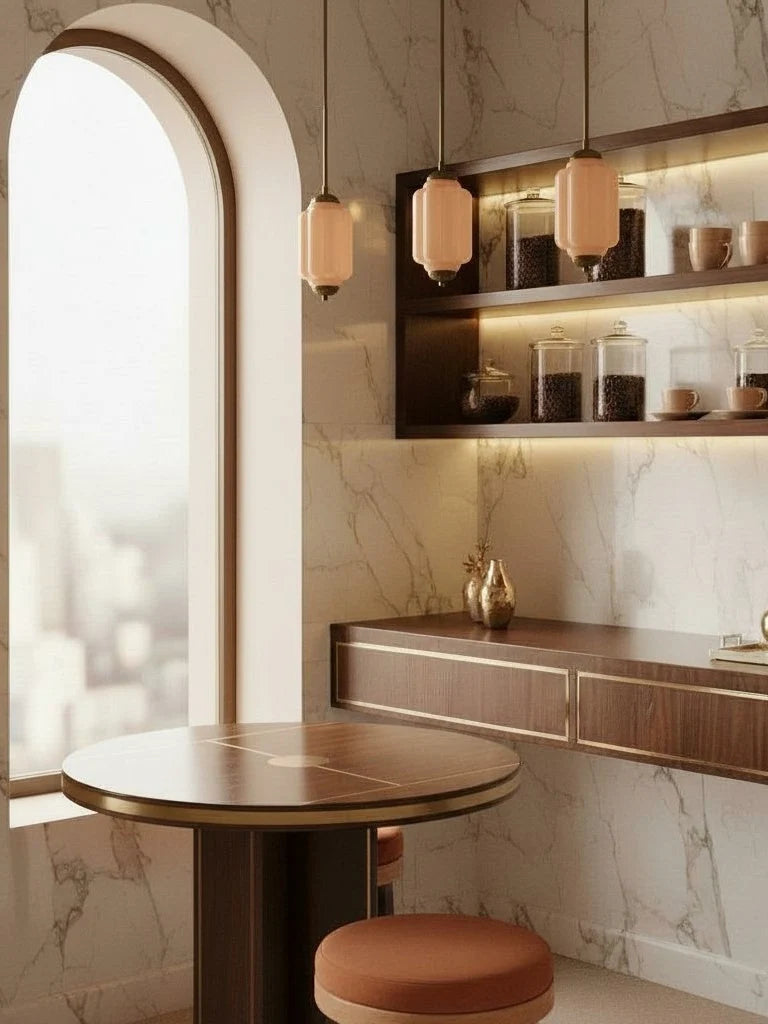 Pendant Lamp Glass Shade & Metal Trim