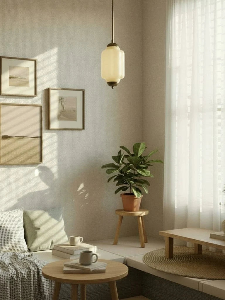 Pendant Lamp Glass Shade & Metal Trim