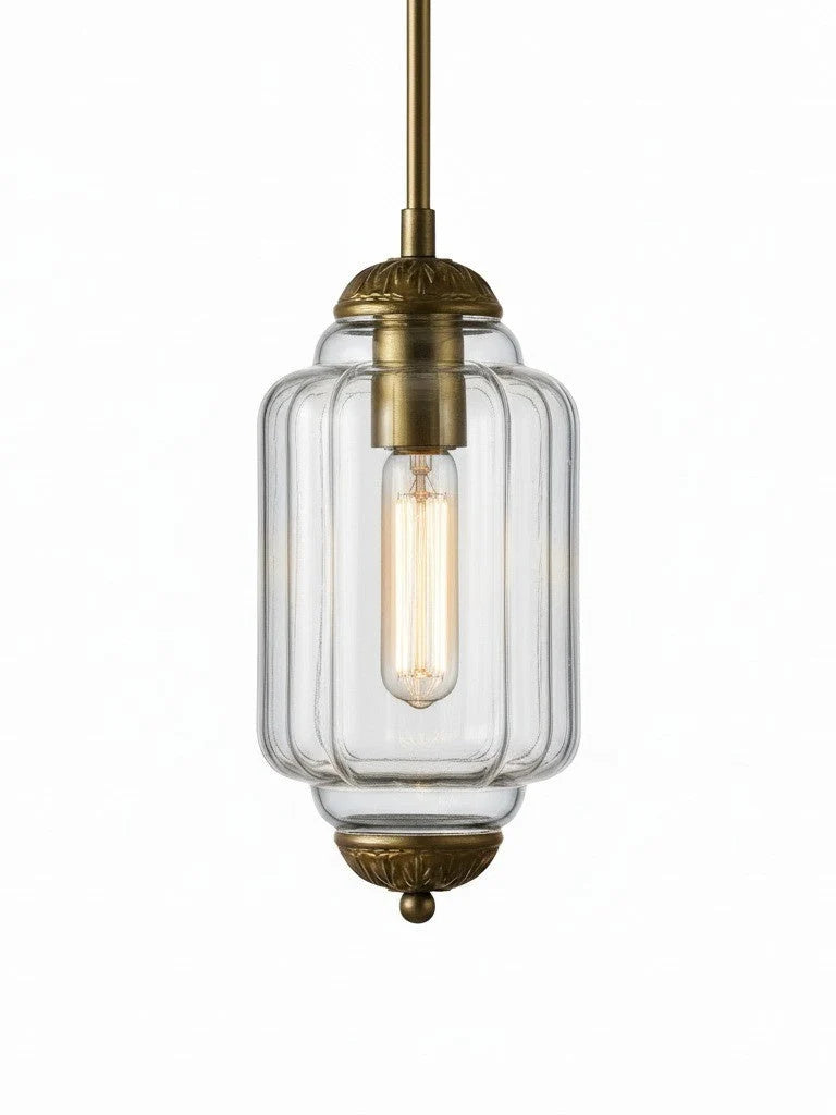 Pendant Lamp Glass Shade & Metal Trim