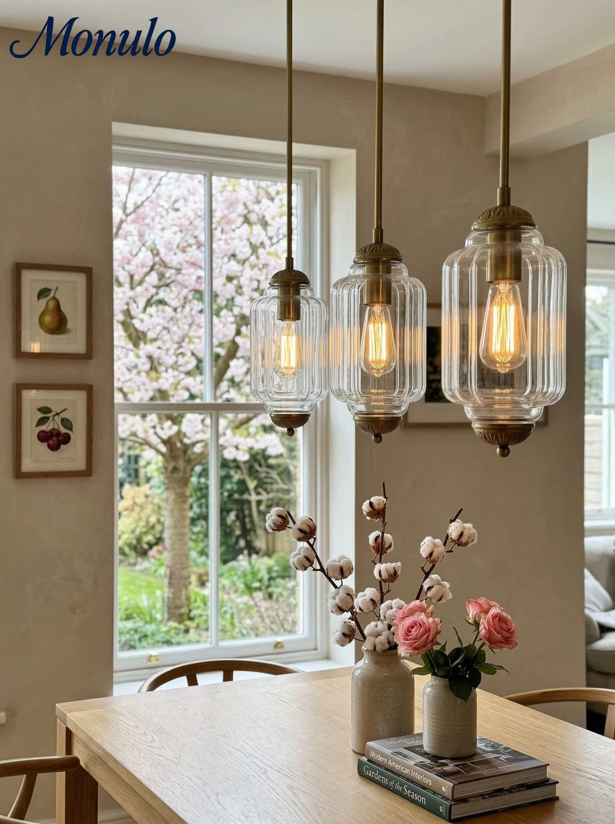 Pendant Lamp Glass Shade & Metal Trim