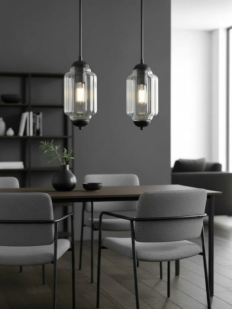 Pendant Lamp Glass Shade & Metal Trim