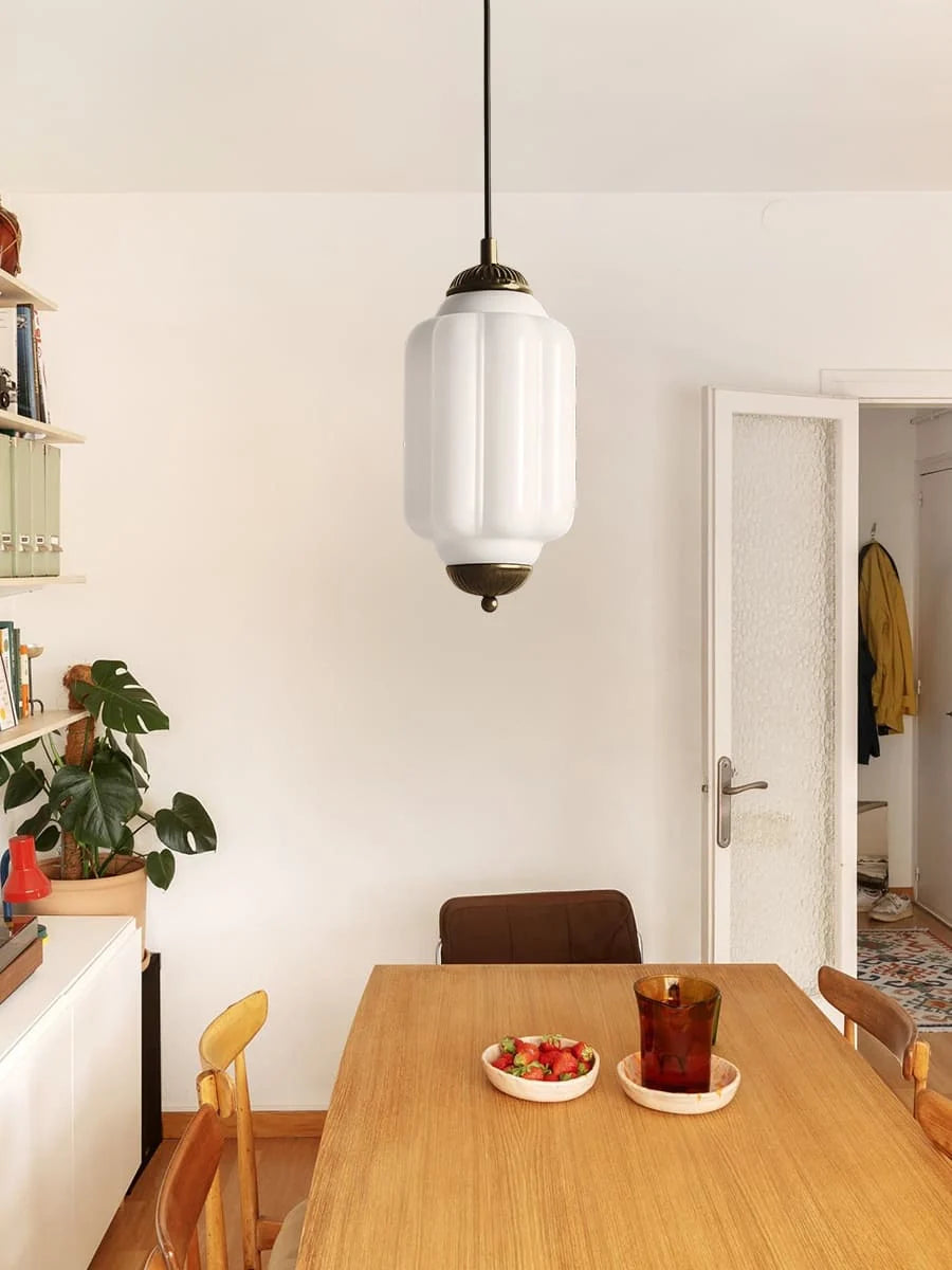 Pendant Lamp Glass Shade & Metal Trim