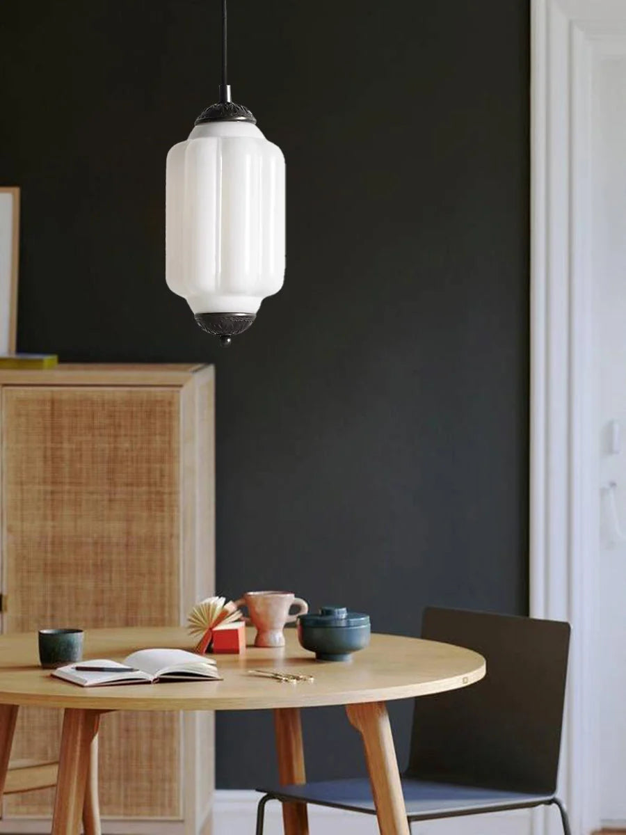 Pendant Lamp Glass Shade & Metal Trim