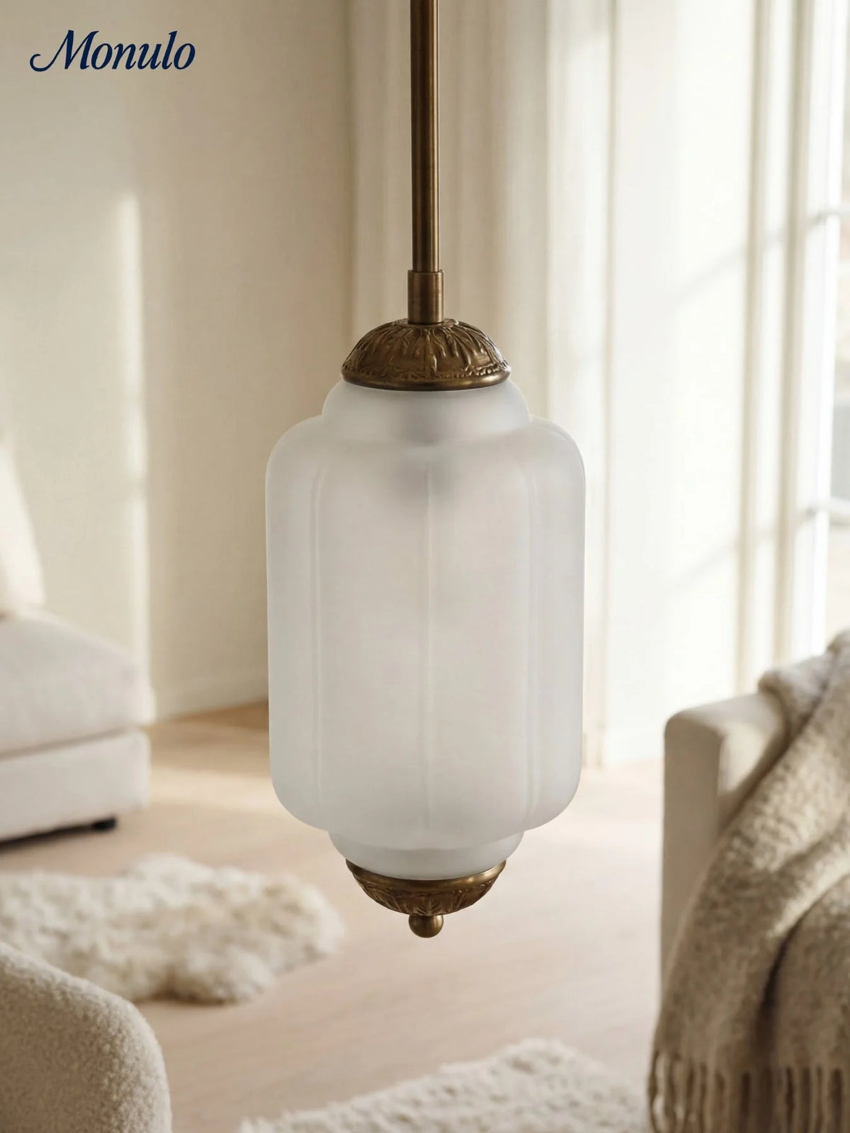 Pendant Lamp Glass Shade & Metal Trim