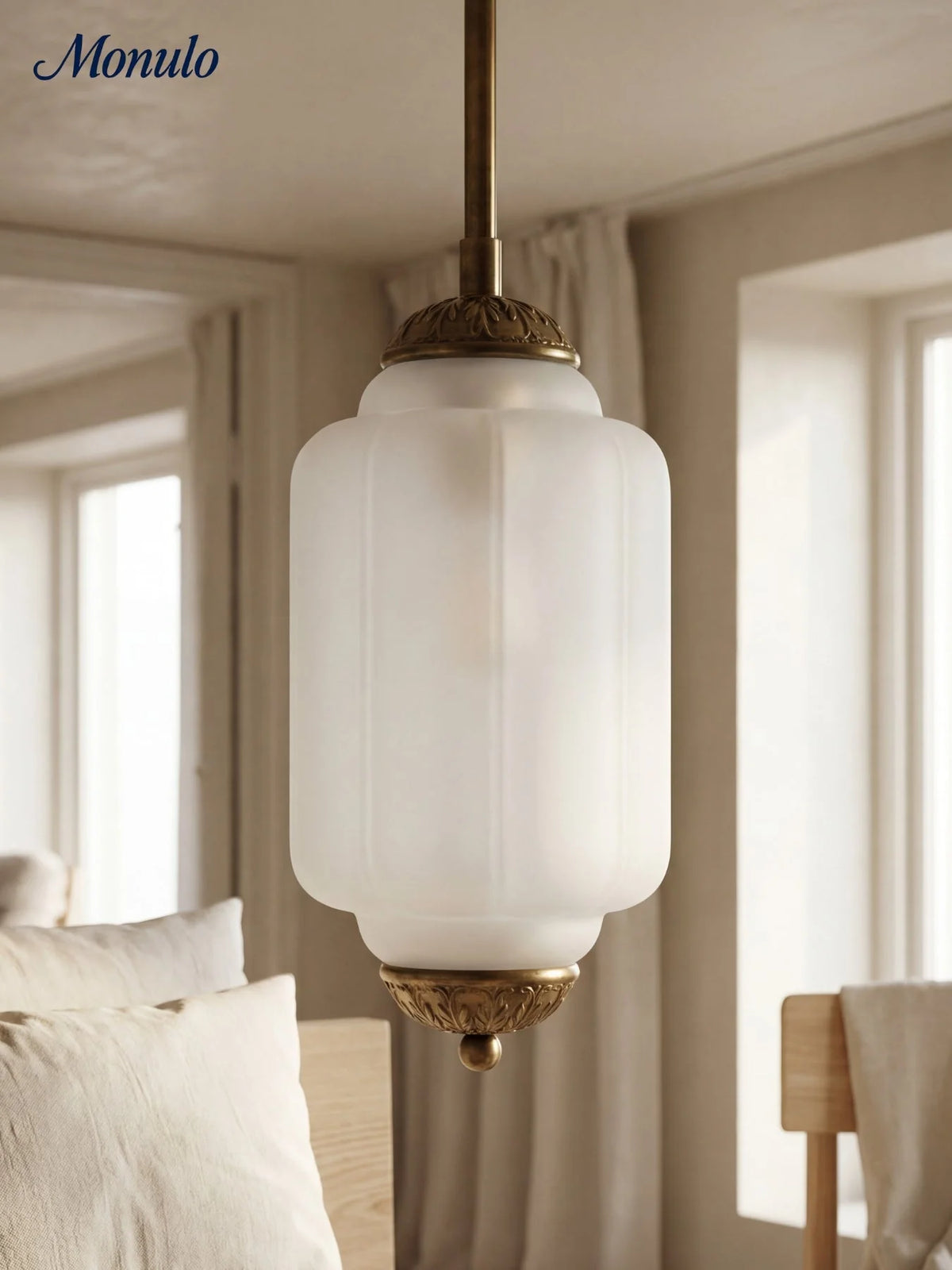 Pendant Lamp Glass Shade & Metal Trim