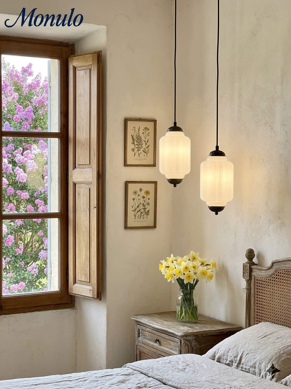 Pendant Lamp Glass Shade & Metal Trim
