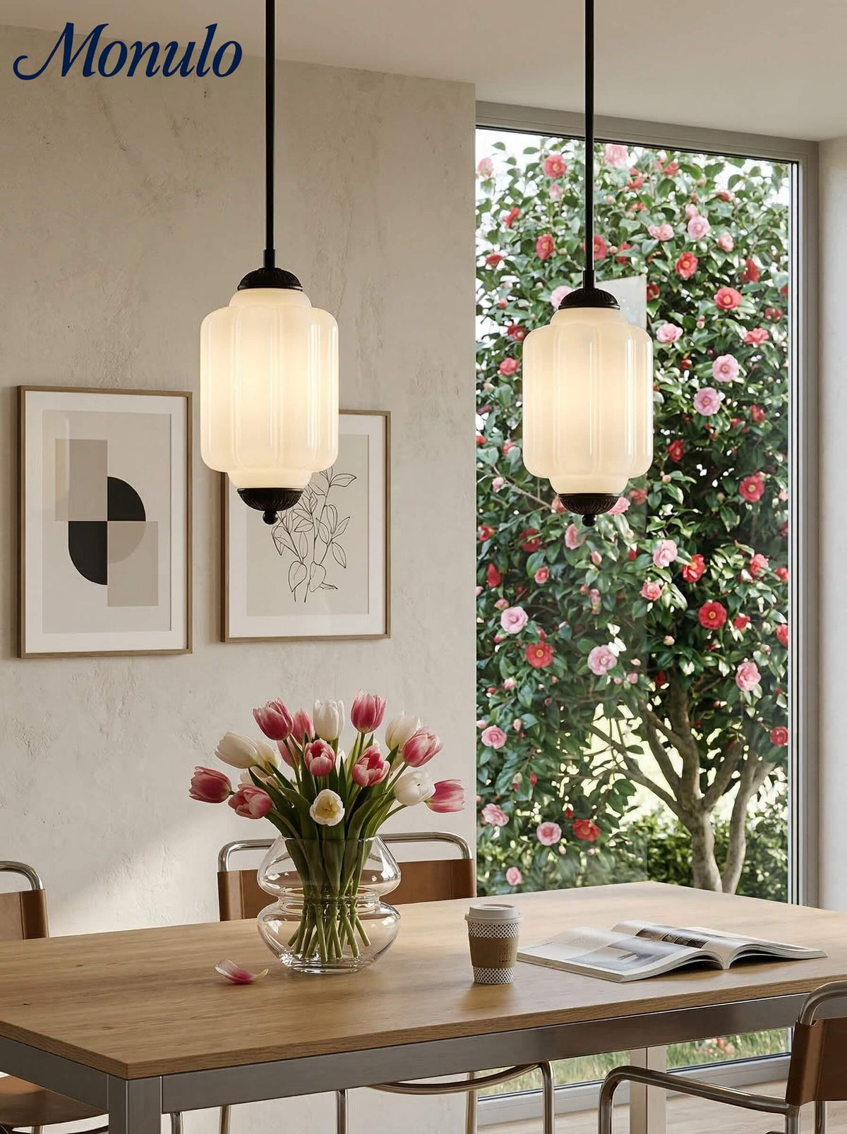 Pendant Lamp Glass Shade & Metal Trim