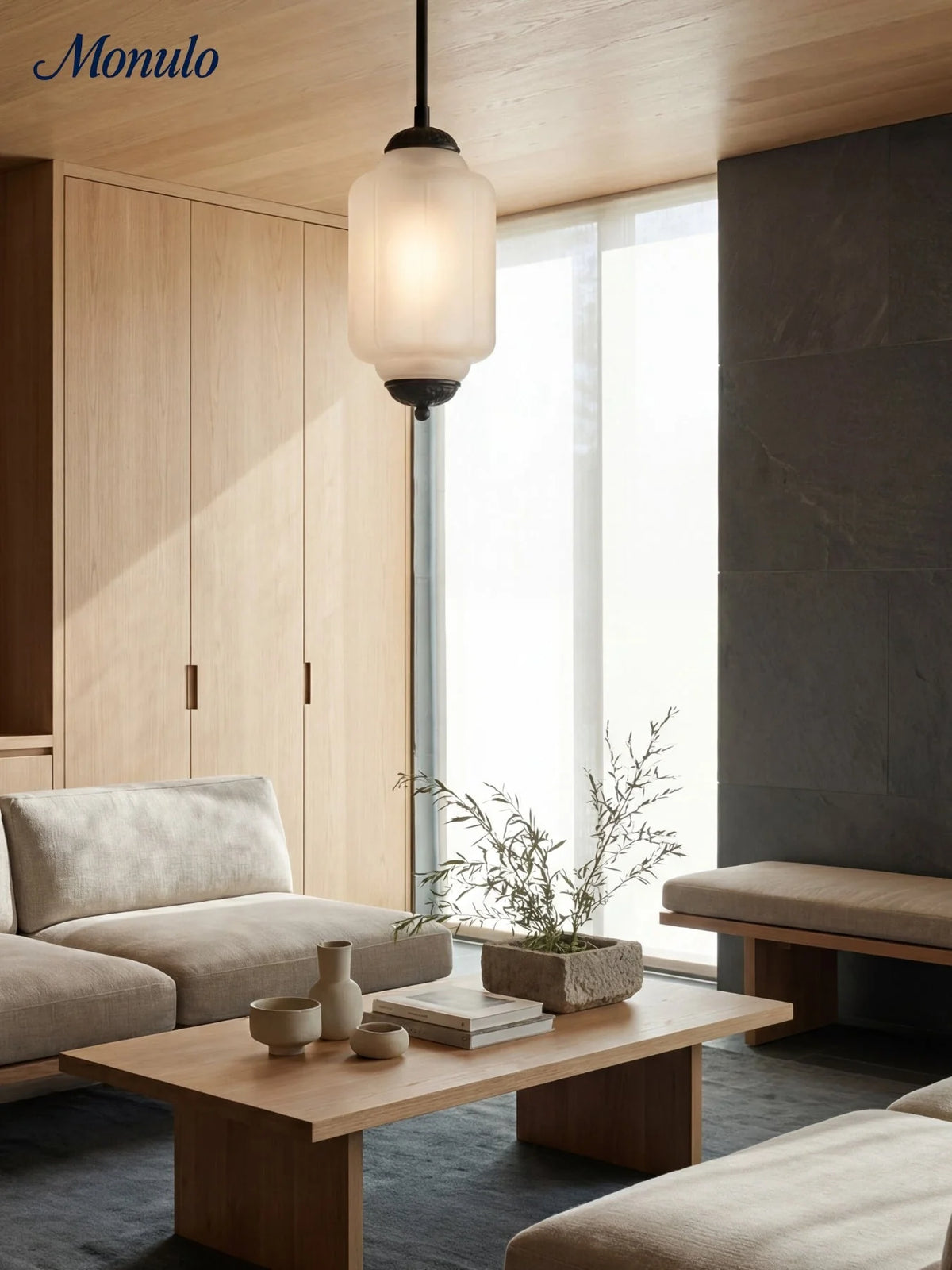 Pendant Lamp Glass Shade & Metal Trim