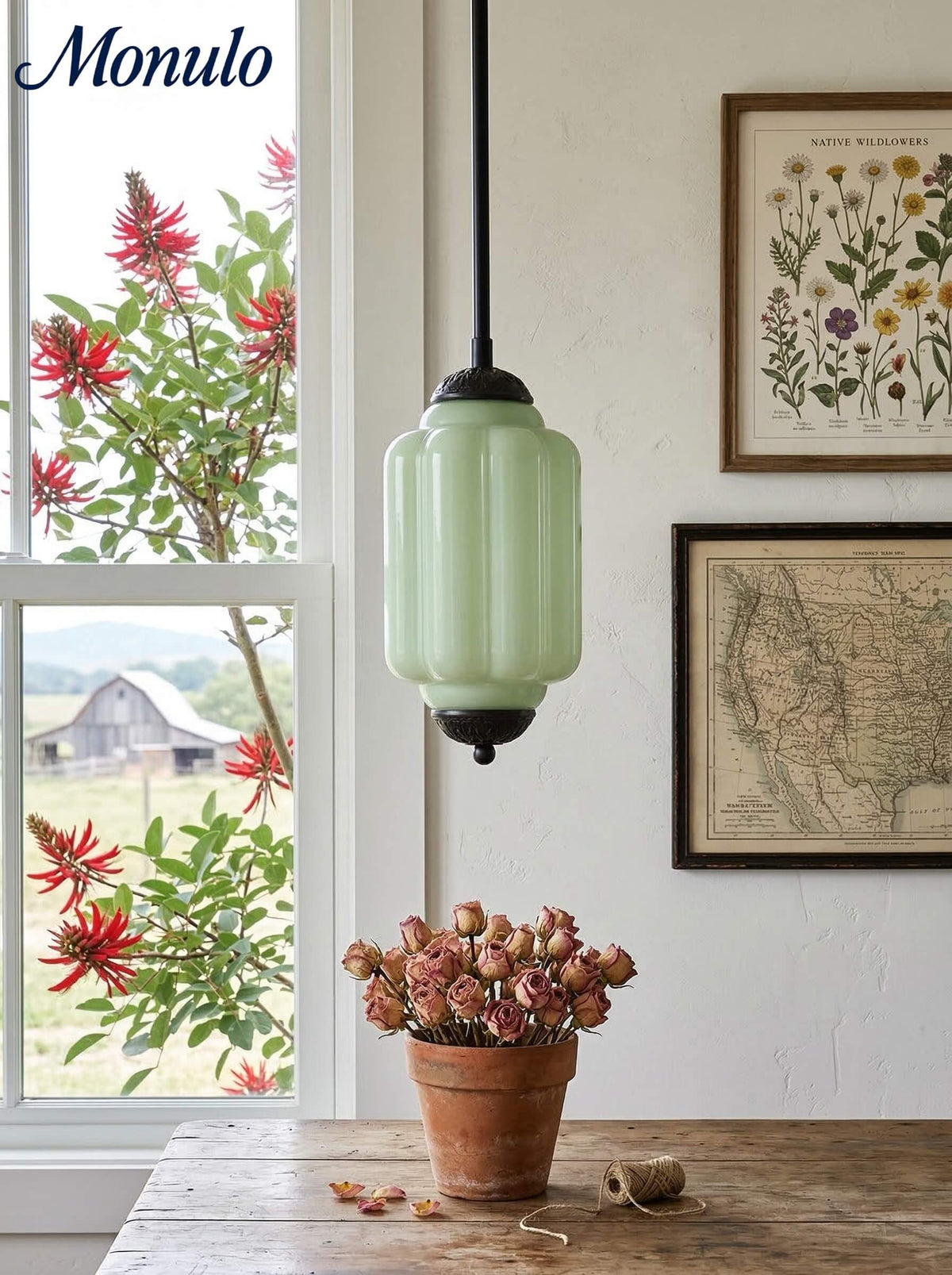 Pendant Lamp Glass Shade & Metal Trim