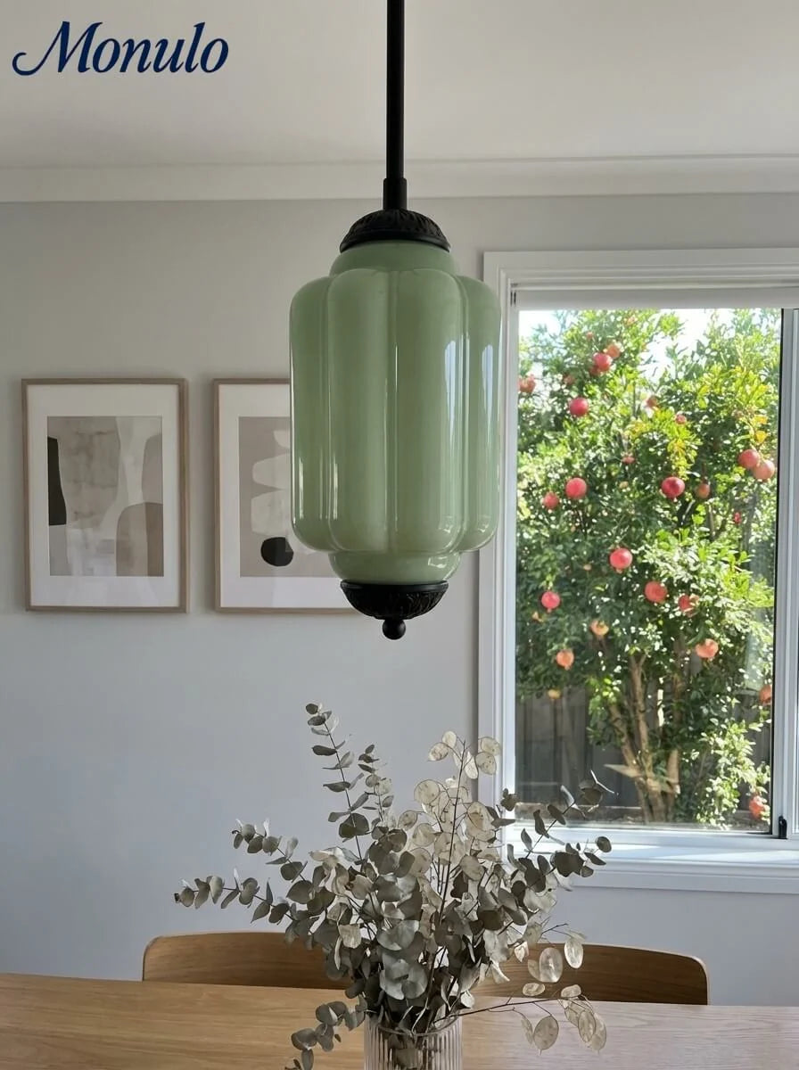 Pendant Lamp Glass Shade & Metal Trim
