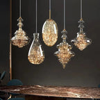 Pendant Lamp Gray Glass Starry Sky Copper Fixture