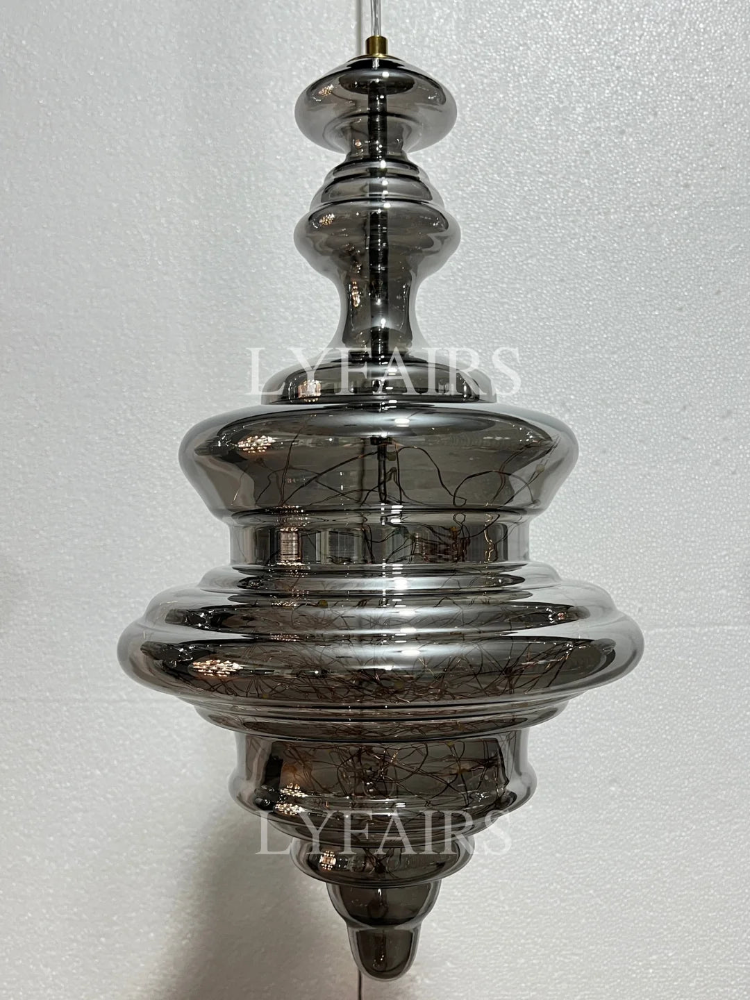 Pendant Lamp Gray Glass Starry Sky Copper Fixture