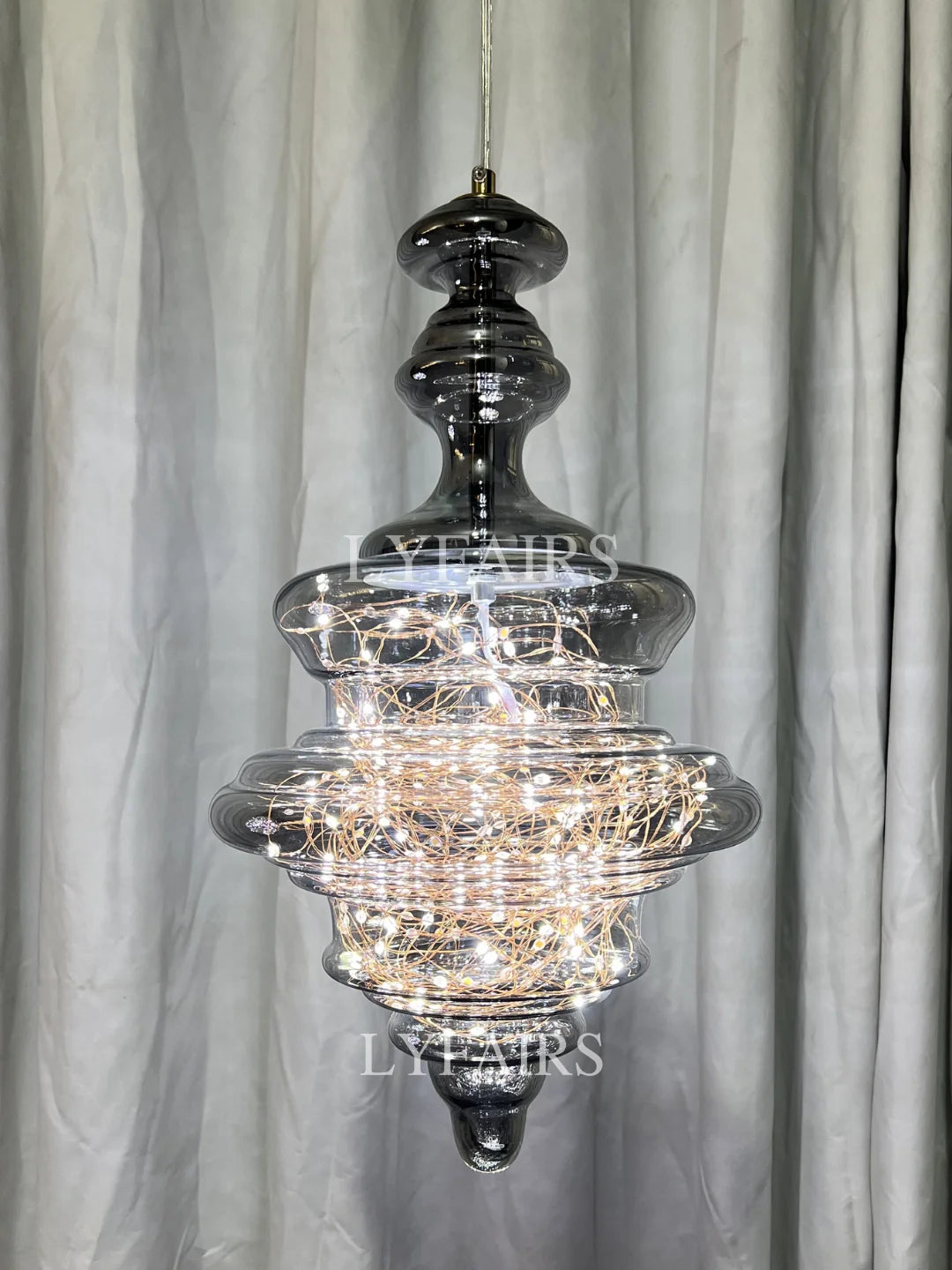 Pendant Lamp Gray Glass Starry Sky Copper Fixture