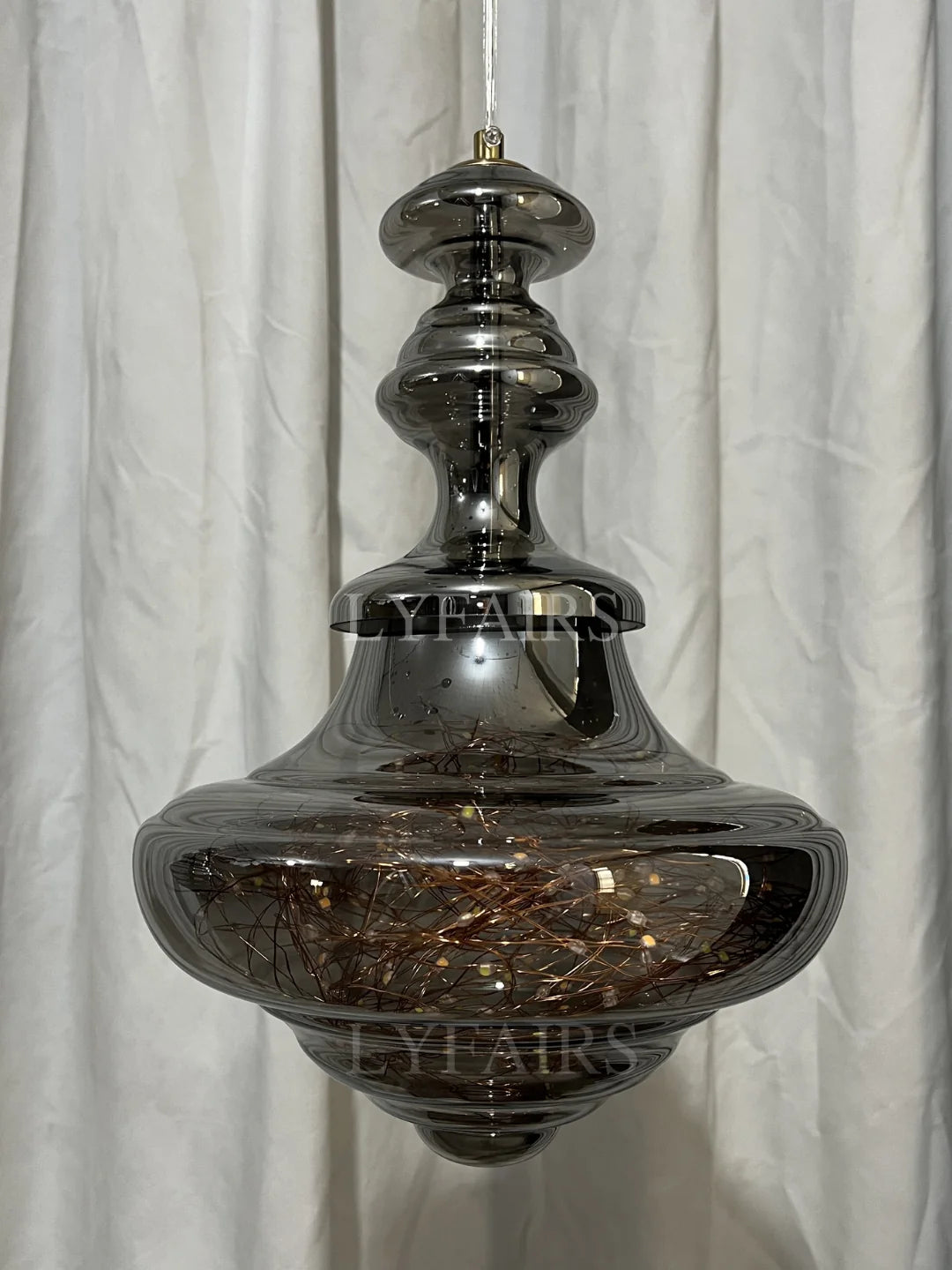 Pendant Lamp Gray Glass Starry Sky Copper Fixture