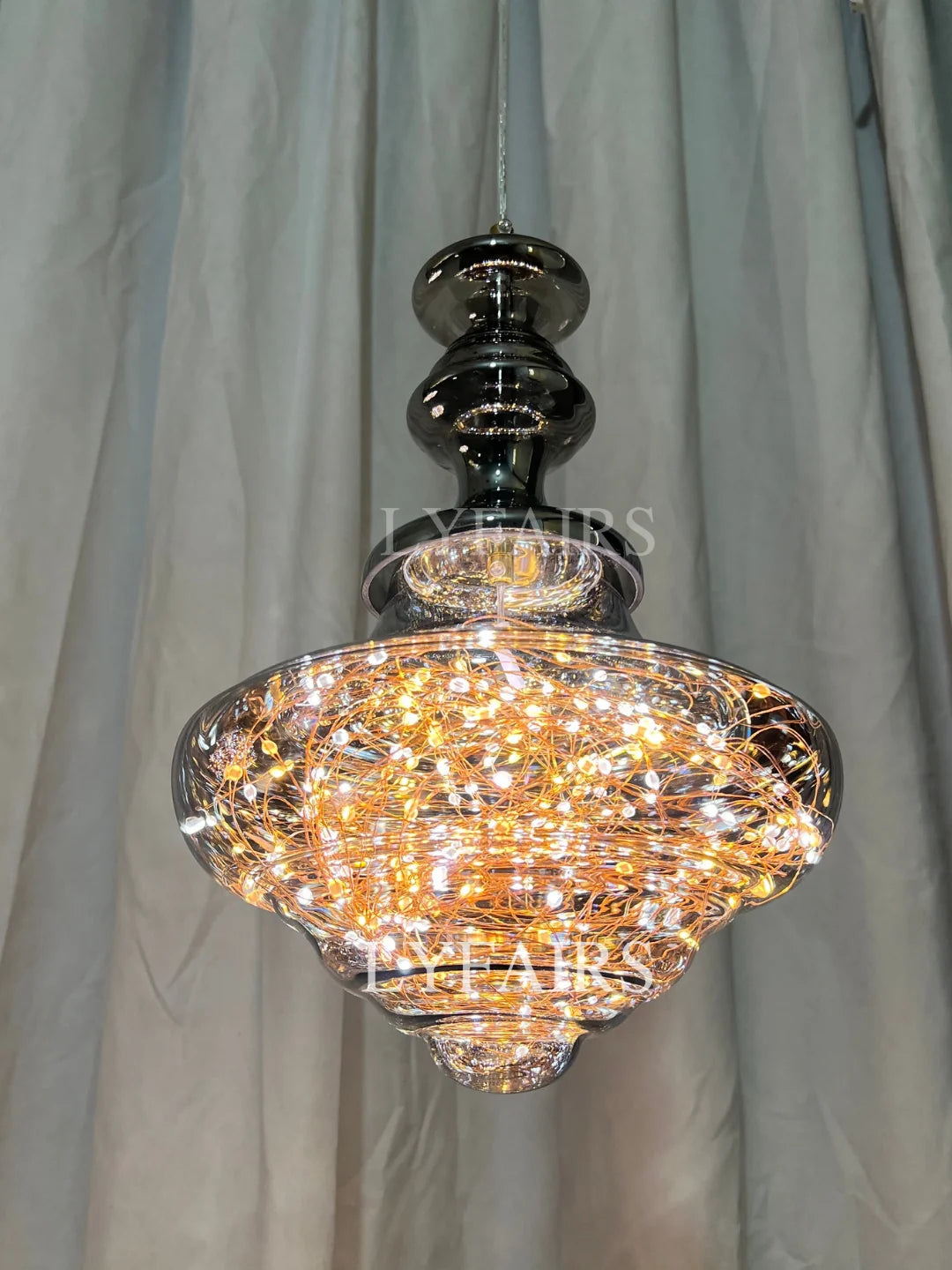 Pendant Lamp Gray Glass Starry Sky Copper Fixture