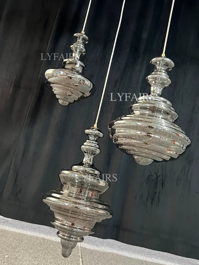 Pendant Lamp Gray Glass Starry Sky Copper Fixture