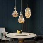 Pendant Lamp Gray Glass Starry Sky Copper Fixture