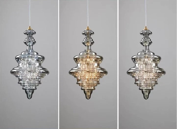 Pendant Lamp Gray Glass Starry Sky Copper Fixture