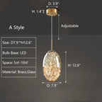 Pendant Lamp Gray Glass Starry Sky Copper Fixture