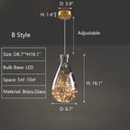 Pendant Lamp Gray Glass Starry Sky Copper Fixture