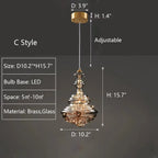 Pendant Lamp Gray Glass Starry Sky Copper Fixture