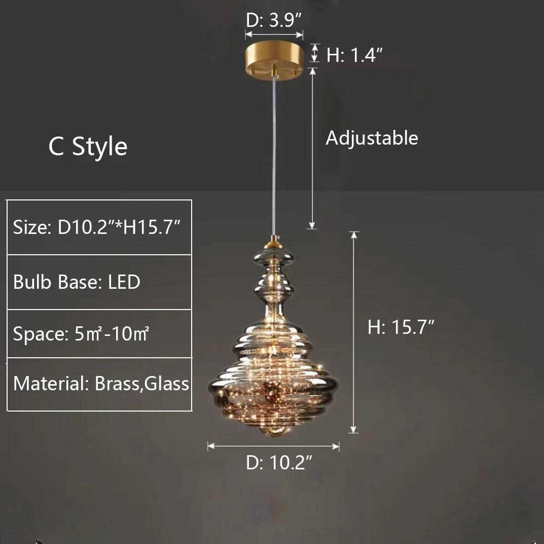 Pendant Lamp Gray Glass Starry Sky Copper Fixture