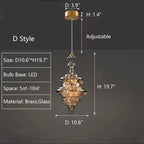 Pendant Lamp Gray Glass Starry Sky Copper Fixture